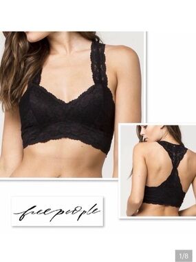 Free People black floral lace racerback bralette Size M
